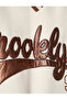 Oversize College Sweatshirt Piping Detailed V-Neck Embroidered - 6