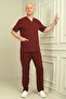 Men's Lycra Envelope Collar Suit Claret Red - 2