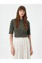 Knitwear T-Shirt Short Sleeve Glittery Crew Neck with Epaulettes