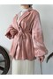 Luna Silvery Satin Fabric Blazer Jacket Tns-4393