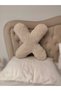 Plush X Letter Pillow, Decorative Cushion, Cream Colored Lamb Teddy Fabric, Large Size - 3