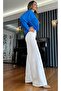 White High Waist Wide Cut Trousers - 2