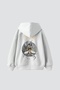 Phaseone Printed White Oversize Unisex Hooded Hoodie