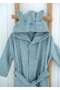 Bamboo Light Blue Hooded Children's Bathrobe - 2