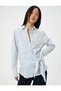 Cotton Shirt Buttoned Long Sleeve Standard Cut Knot Detail - 2