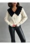 Women's Ecru Collar Detailed Knitwear Blouse - 4