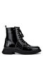 Women's Genuine Leather Black Patent Leather Casual Boots