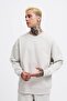 Erkek Basic Diagonal Gri Sweatshirt