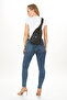 Women's Leather Monogram Patterned Cross Waist Chest and Shoulder Bag - Black - 3