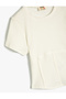 Basic T-Shirt Short Sleeve Crew Neck Ribbed Stitching Detail - 3