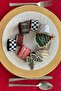 6-Piece Handmade Woven Napkin Ring, 6 Napkin Holders, Napkin Ring, Red Glitter Fringed Checkerboard - 7
