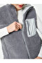 Plush Vest Lined Zippered Pocket Detailed Stand Collar Color Contrast - 6
