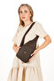 Women's Leather Monogram Patterned Crossbody Waist Chest and Shoulder Bag - Brown - 5