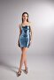 Shiny Fabric Jammy Skirt with Gathered Detail Blue - 3