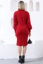 Women's Red Polo Collar Long Knitwear Dress - 8