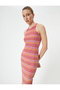 Midi Crochet Dress Halter Neck Slit Detail - 2