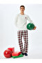 Christmas Themed Embroidered Loose Fit Crew Neck Knitted Pajamas Top - 2