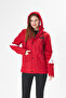 Women's Woven Fabric Hooded Puffer Jacket with Front Cover, Snap Fasteners and Zipper - 7