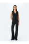 Standard Waist Wide Leg Fabric Trousers - 2