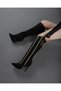 Shay Buckle and Zipper Detailed Black Suede Black Suede 10 cm Women's Boots, Heeled Boots - 5