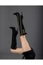 Shay Buckle and Zipper Detailed Black Suede Black Suede 10 cm Women's Boots, Heeled Boots - 4