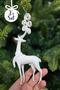 White Glitter Long Horned Deer-Shaped Christmas Tree Ornament White Deer Christmas Tree Ornament Pack of 2 - 3