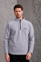 Men's Winter Thick Half Zipper Cotton Fabric Fleece Jacket Gray