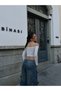 Women's Asymmetrical Front Gathered Long Sleeve Strapless Neckline Crop Blouse - 3