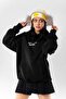Summer Love Back Printed Oversize Unisex Black Hoodie - 6