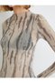 Tulle Transparent T-Shirt Tie-Dye Patterned Long Sleeve Stand Collar - 5