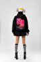 Summer Love Back Printed Oversize Unisex Black Hoodie - 4