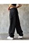 Black Side Buckle Baggy Palozzo Jeans - 2