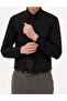 Black 100% Cotton Shiny Satin Slim Fit Long Sleeve Basic Shirt 50268201-Vr046 - 6