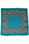 Ethnic Floral Patterned Satin Green Scarf - 90X90 - 4