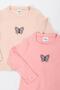 100% Cotton Butterfly Embroidered Girls' Sweatshirt Salmon - 5