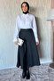 Black Butterfly Patterned Hijab Winter Skirt - 2