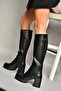 T 282099909   Black Thick Heeled Women's Boots - 4