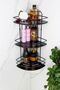 Economical Triple Black Shampoo Holder Bathroom Corner Shelf with Stainless Steel Towel Rack and Crystal Shelf - 3