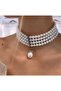 Women's Bijouterie Necklace - 4 Row Glass Pearl Design Choker, Hürrem Sultan Model Bronze Material Bridal - 6