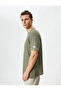 4SAM10074HK Koton Men's T-shirt KHAKI