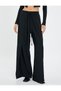 Regular Waist Wide Leg Trousers - Lacing Detail and Elastic - 3