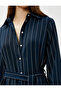 Midi Length Shirt Dress with Belted Slit - 5