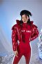 Belt Detailed Raised Logo Special Snow Snowy Jumpsuit Red - 4