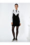 Mini Velvet Dress Thin Strap Collar Lace Detail - 4
