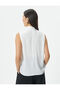 Draped Collar Blouse Sleeveless - 4