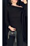 Shoulder Drawstring Black Blouse - 2