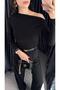 Shoulder Drawstring Black Blouse - 4