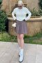 Burgundy Plaid Pattern Women's Pleated Skirt Mg2248 - 3
