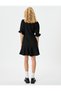 Mini Ruffle Dress V-Neck Short Sleeve Zipper Back - 4