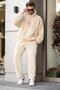 Beige Pocket Detailed Fleece Men's Tracksuit Set E5961 - 3